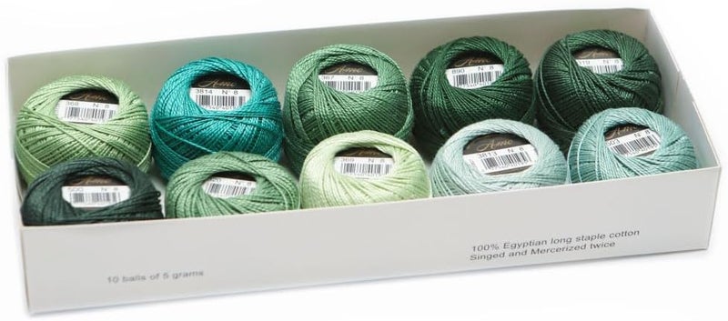 AMOHilos Size 8 Double Mercerized Egyptian Long Staple Cotton Pearl Thread Ball 5 Grams Rainbow Color Embroidery Thread 10 Colors per Box for Crochet Hardanger Cross Stitch Hand Embroidery (Set S) - Image 1